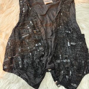 Black vintage Sequin Women's vest